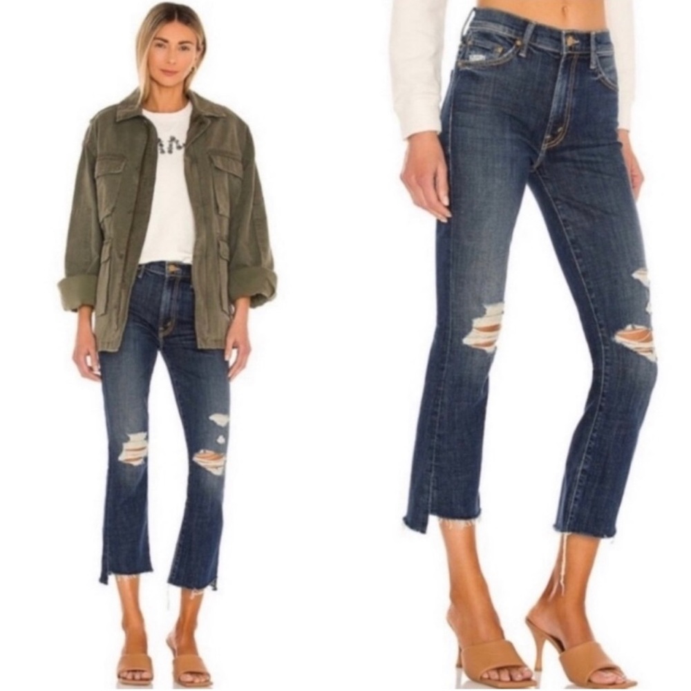 MOTHER The Insider Crop Step Fray in Wicked Wildflower Size 30